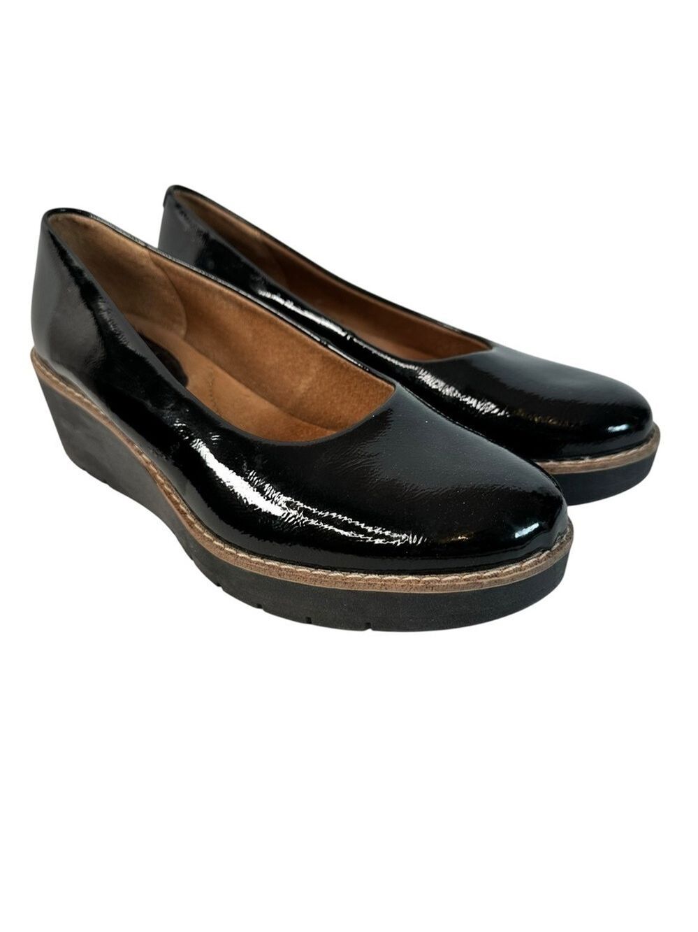 Eurosoft Faella Wedge Pump Size 9 Black Patent Leather Business Career Work